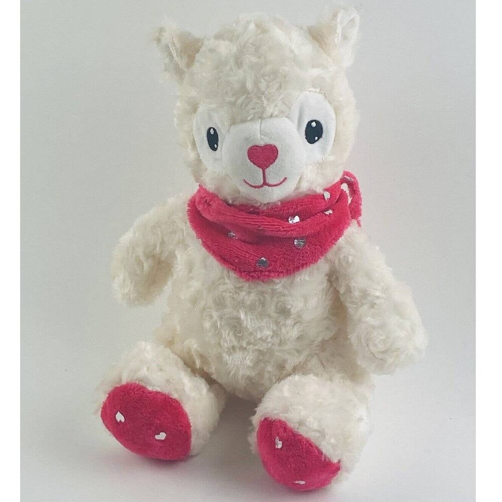 Midwood Brands Pink Llama Alpaca Plush Toy Scarf Bandana Hearts White Shimmer 15
